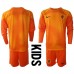 Günstige Niederlande Torwart Babykleidung Auswärts Fussballtrikot Kinder WM 2022 Langarm (+ kurze hosen)